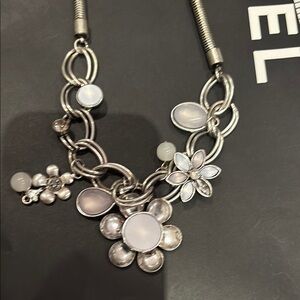 Vintage Silver Floral Charm Necklace